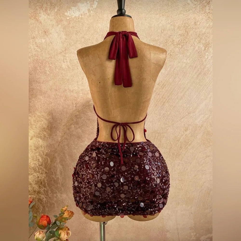Halter Sequin Set by Eduarda Gutierrez Soleia M - Picture 2 of 5